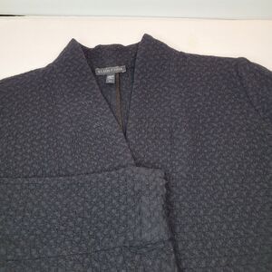 Eileen Fisher‎ Organic Cotton Blend Textured Snap Front Closure Black Jacket SP